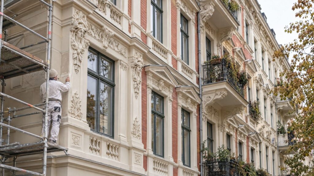 Sanierte Gründerzeitfassade in Prenzlauer Berg