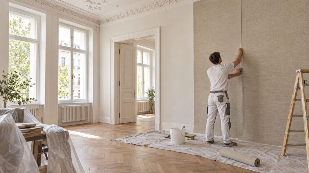 Fachgerechtes Tapezieren in einer Berliner Altbauwohnung