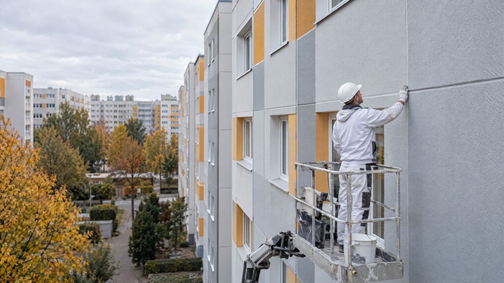 Professionelle Sanierung einer Plattenbaufassade